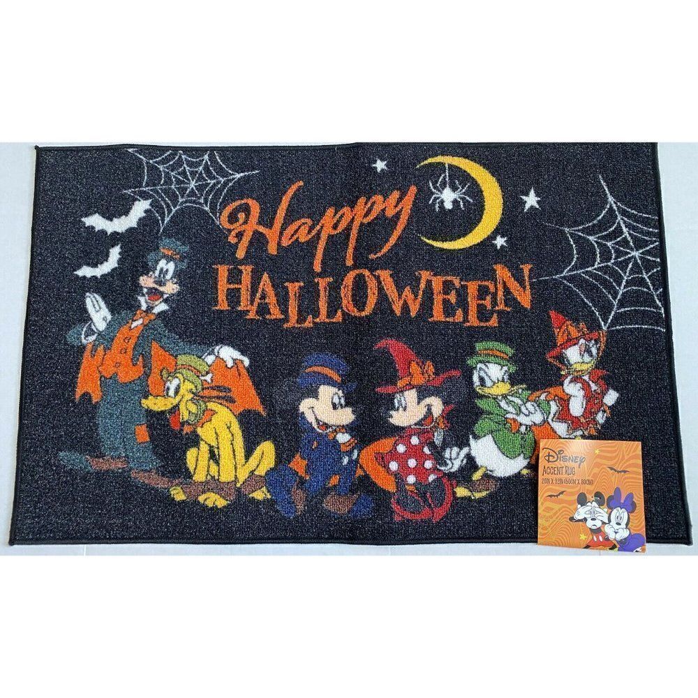 Disney Mickey Minnie Pluto Donald Daisy Goofy Halloween Accent Rug 20" x 32" NWT